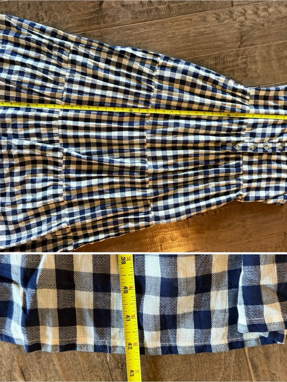 Little Cottonwood Magnolia Gingham Tie-Shoulder Midi Dress - Navy & White XS - Picture 12 of 13